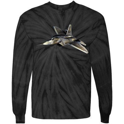 F-22 Raptor Fighter Jet Tie-Dye Long Sleeve Shirt