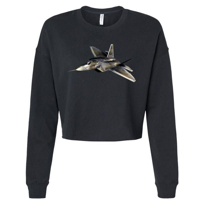 F-22 Raptor Fighter Jet Cropped Pullover Crew