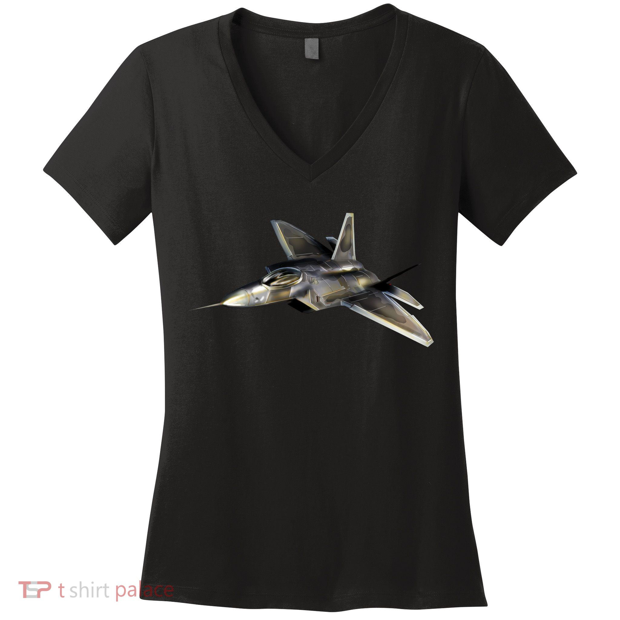 F-22 Raptor Fighter Jet Women's V-Neck T-Shirt