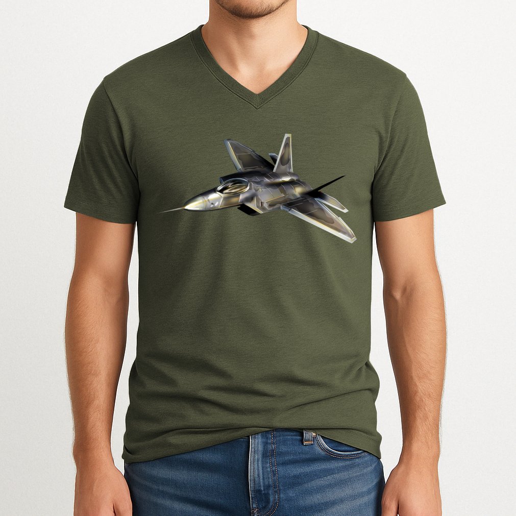 F-22 Raptor Fighter Jet V-Neck T-Shirt