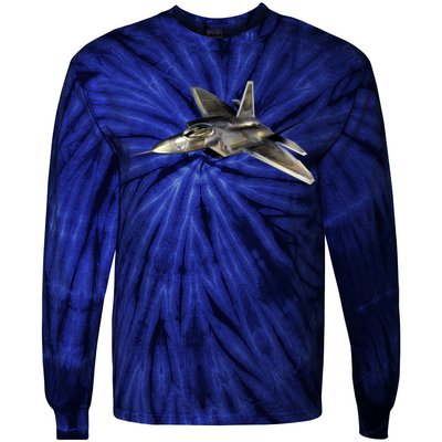 F-22 Raptor Fighter Jet Tie-Dye Long Sleeve Shirt