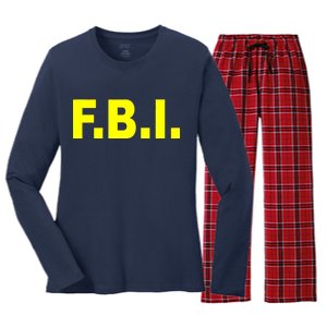 F.B.I FBI Federal Agent Logo Women's Long Sleeve Flannel Pajama Set 