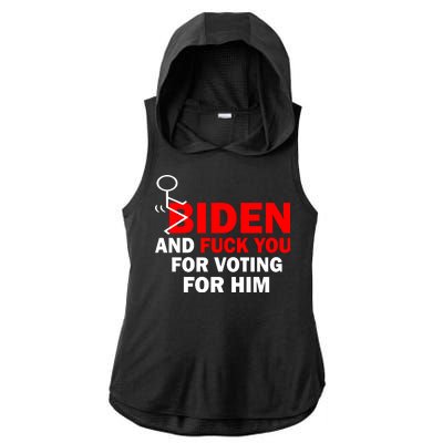 F Biden And Fu*k You For Voting For Him Ladies PosiCharge Tri-Blend Wicking Draft Hoodie Tank