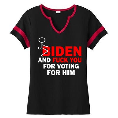 F Biden And Fu*k You For Voting For Him Ladies Halftime Notch Neck Tee