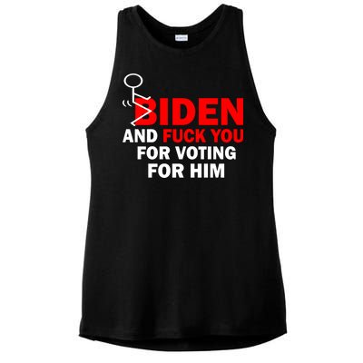 F Biden And Fu*k You For Voting For Him Ladies PosiCharge Tri-Blend Wicking Tank