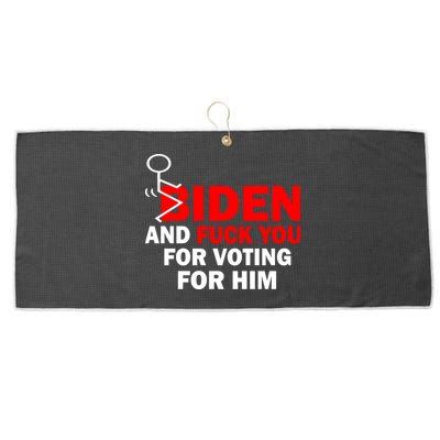 F Biden And Fu*k You For Voting For Him Large Microfiber Waffle Golf Towel