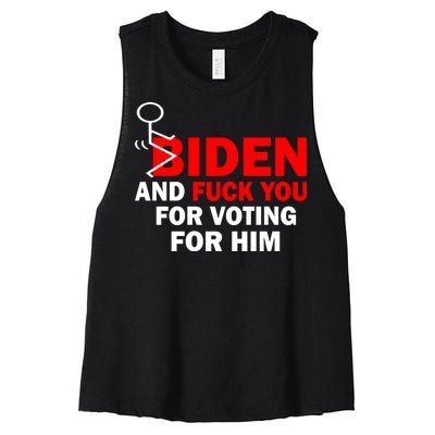 F Biden And Fu*k You For Voting For Him Women's Racerback Cropped Tank