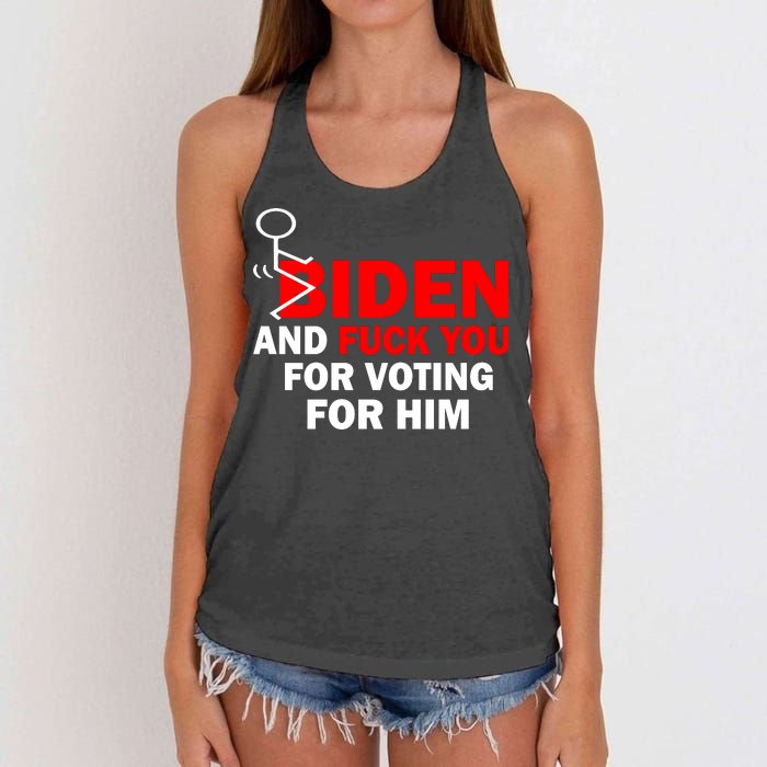 F Biden And Fu*k You For Voting For Him Women's Knotted Racerback Tank