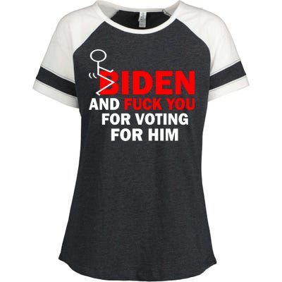 F Biden And Fu*k You For Voting For Him Enza Ladies Jersey Colorblock Tee