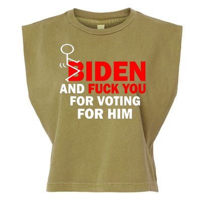 F Biden And Fu*k You For Voting For Him Garment-Dyed Women's Muscle Tee