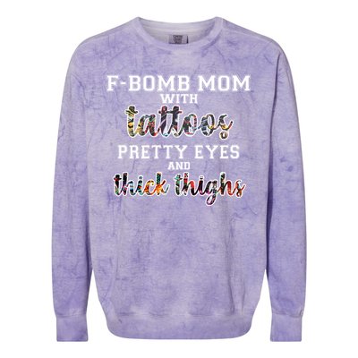 F-Bomb Mom With Tattoos and Thick Thighs Colorblast Crewneck Sweatshirt