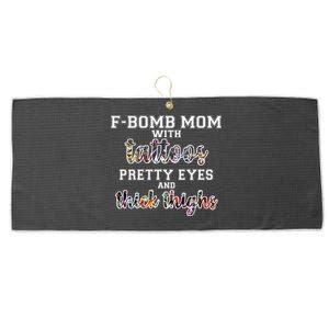 F-Bomb Mom With Tattoos and Thick Thighs Large Microfiber Waffle Golf Towel