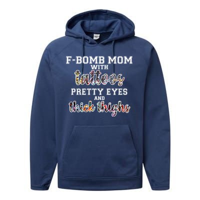 F-Bomb Mom With Tattoos and Thick Thighs Performance Fleece Hoodie