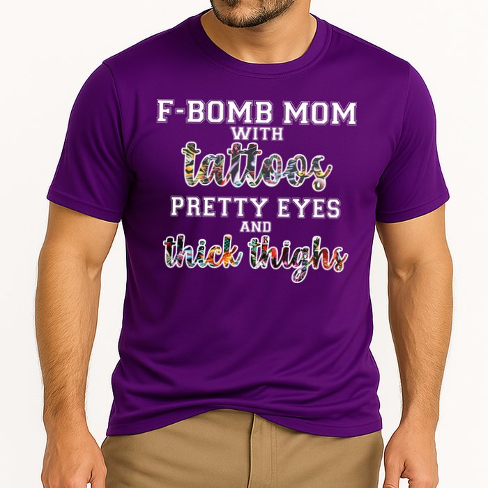 F-Bomb Mom With Tattoos and Thick Thighs Cooling Performance Crew T-Shirt