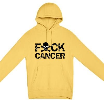 F Cancer Crossbone Skeleton Premium Pullover Hoodie