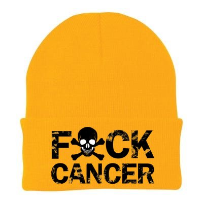 F Cancer Crossbone Skeleton Knit Cap Winter Beanie