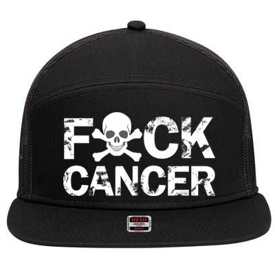 F Cancer Crossbone Skeleton 7 Panel Mesh Trucker Snapback Hat