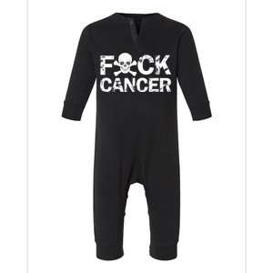 F Cancer Crossbone Skeleton Infant Fleece One Piece