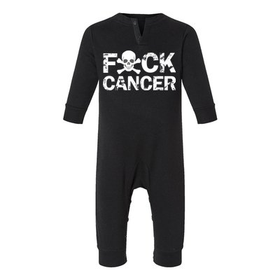 F Cancer Crossbone Skeleton Infant Fleece One Piece