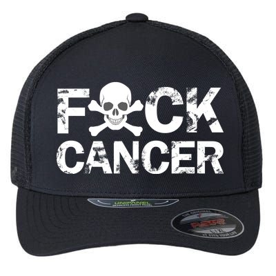 F Cancer Crossbone Skeleton Flexfit Unipanel Trucker Cap