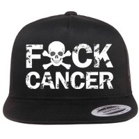 F Cancer Crossbone Skeleton Flat Bill Trucker Hat