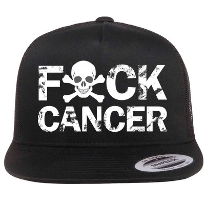 F Cancer Crossbone Skeleton Flat Bill Trucker Hat