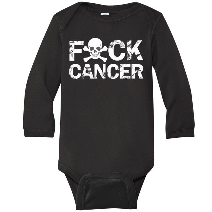 F Cancer Crossbone Skeleton Baby Long Sleeve Bodysuit