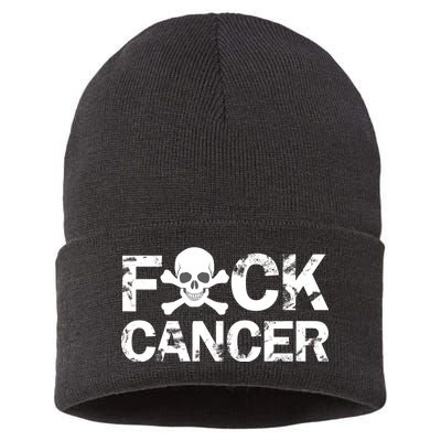 F Cancer Crossbone Skeleton Sustainable Knit Beanie