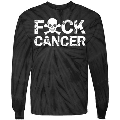 F Cancer Crossbone Skeleton Tie-Dye Long Sleeve Shirt