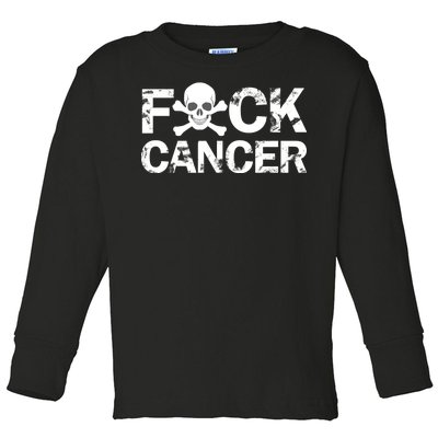 F Cancer Crossbone Skeleton Toddler Long Sleeve Shirt