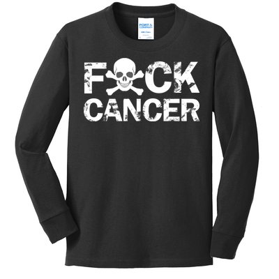 F Cancer Crossbone Skeleton Kids Long Sleeve Shirt