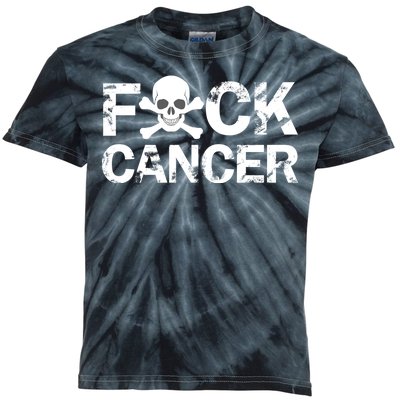 F Cancer Crossbone Skeleton Kids Tie-Dye T-Shirt