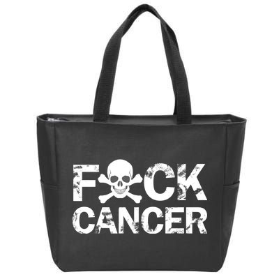 F Cancer Crossbone Skeleton Zip Tote Bag