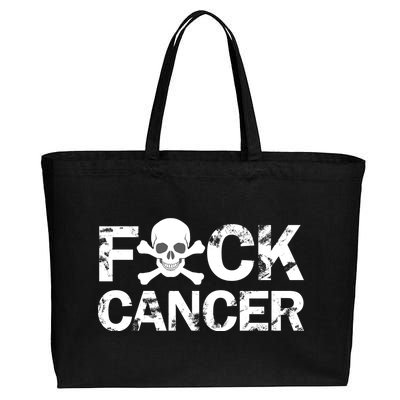 F Cancer Crossbone Skeleton Cotton Canvas Jumbo Tote