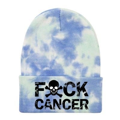 F Cancer Crossbone Skeleton Tie Dye 12in Knit Beanie