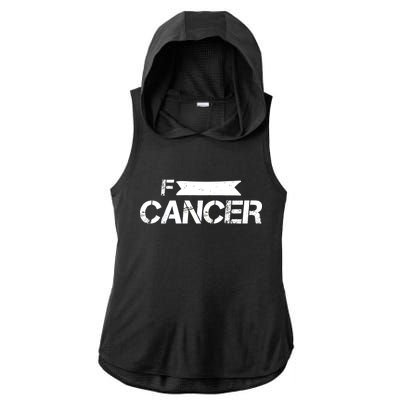 F Cancer Simple Logo Ladies PosiCharge Tri-Blend Wicking Draft Hoodie Tank