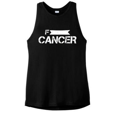 F Cancer Simple Logo Ladies PosiCharge Tri-Blend Wicking Tank