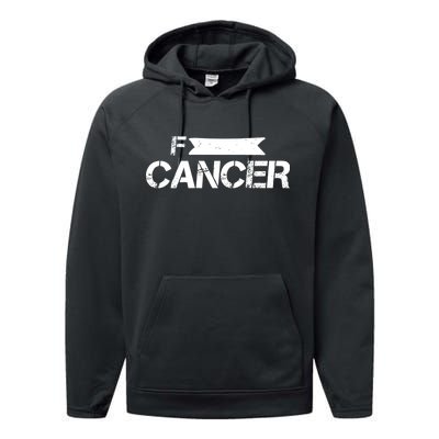 F Cancer Simple Logo Performance Fleece Hoodie