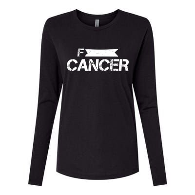 F Cancer Simple Logo Womens Cotton Relaxed Long Sleeve T-Shirt