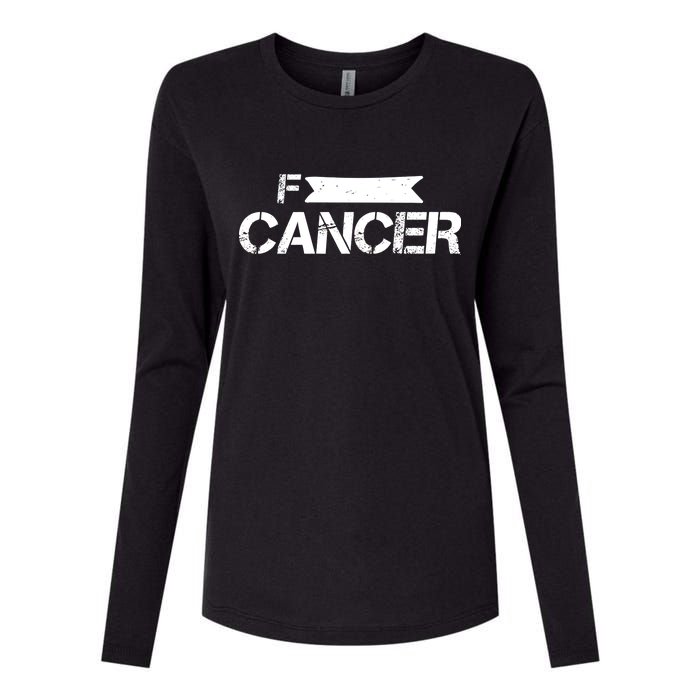 F Cancer Simple Logo Womens Cotton Relaxed Long Sleeve T-Shirt