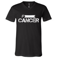 F Cancer Simple Logo V-Neck T-Shirt