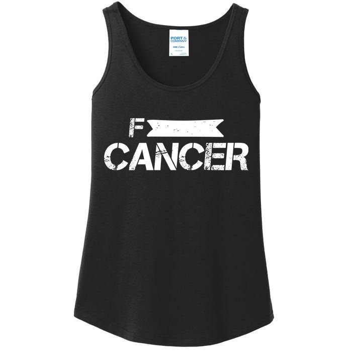 F Cancer Simple Logo Ladies Essential Tank