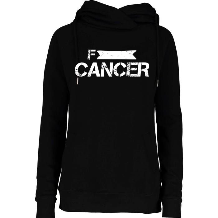 F Cancer Simple Logo Womens Funnel Neck Pullover Hood