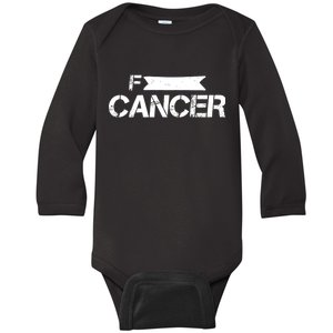 F Cancer Simple Logo Baby Long Sleeve Bodysuit