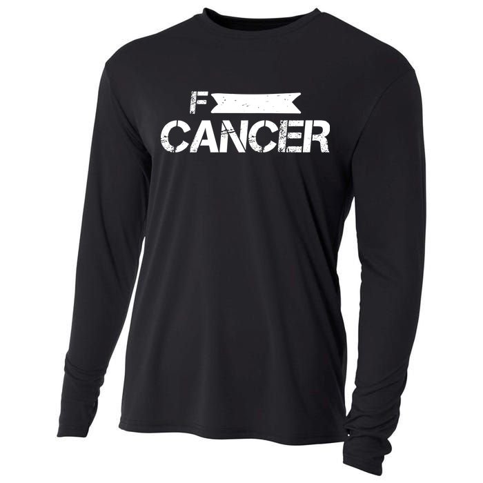 F Cancer Simple Logo Cooling Performance Long Sleeve Crew