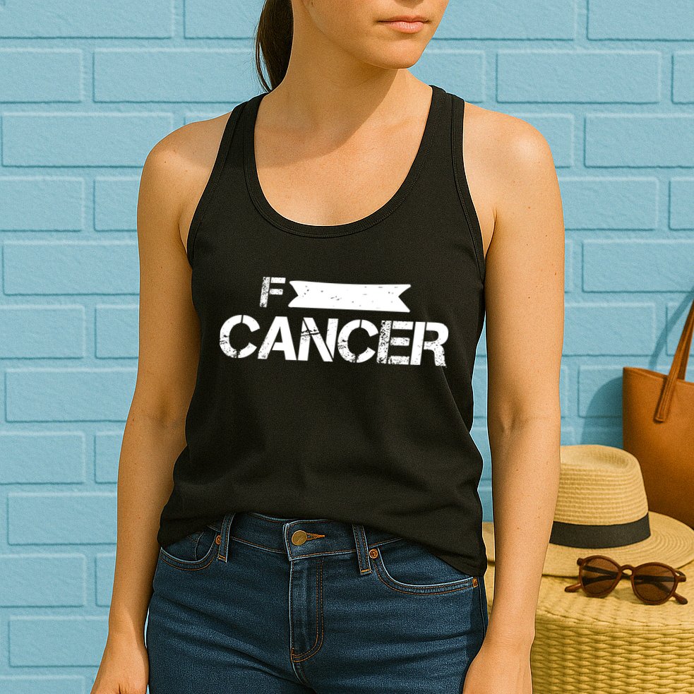 F Cancer Simple Logo Womens Tank Top
