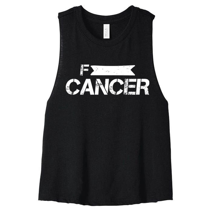 F Cancer Simple Logo Women's Racerback Cropped Tank