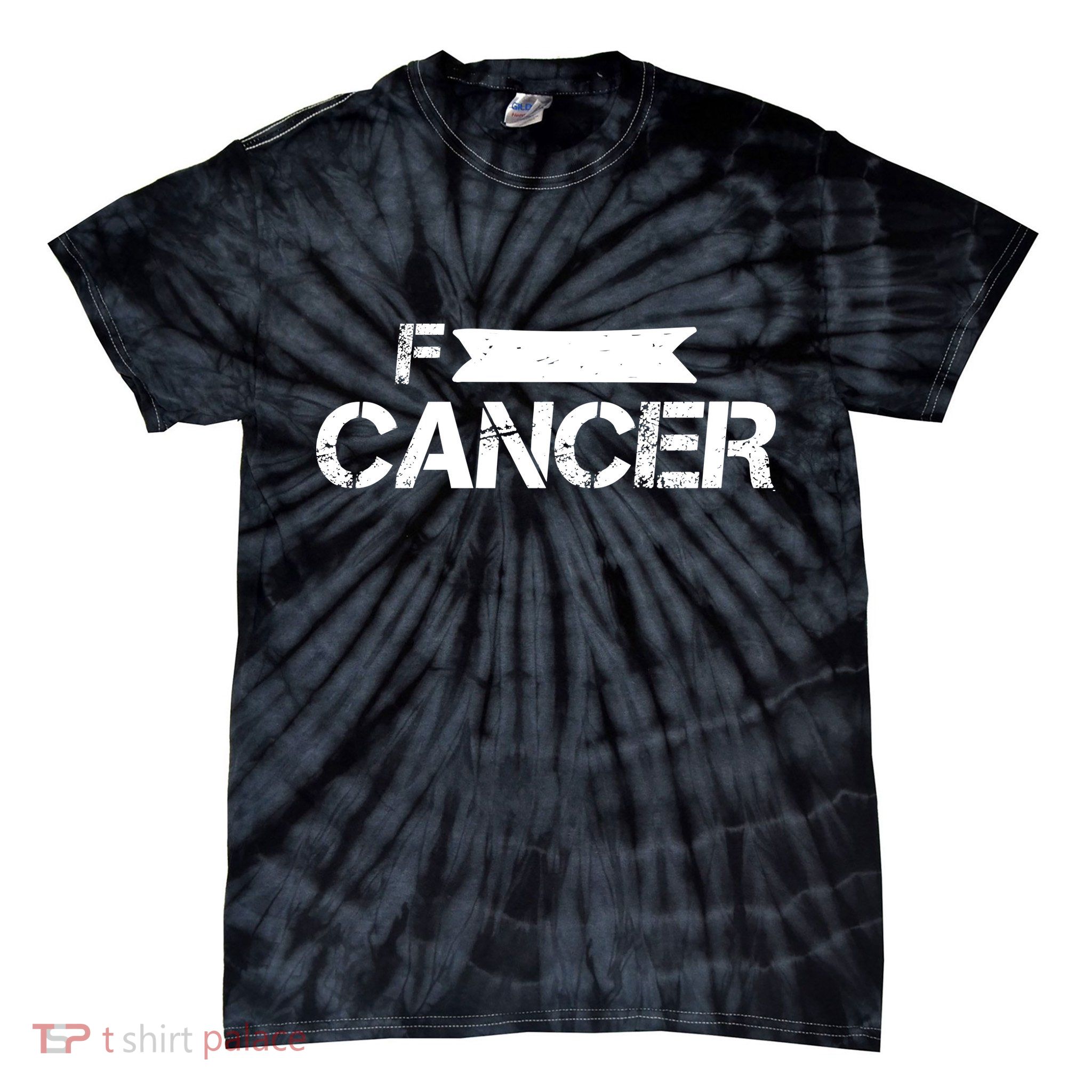 F Cancer Simple Logo Tie-Dye T-Shirt