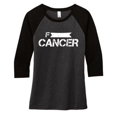 F Cancer Simple Logo Women's Tri-Blend 3/4-Sleeve Raglan Shirt