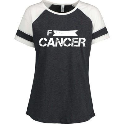 F Cancer Simple Logo Enza Ladies Jersey Colorblock Tee